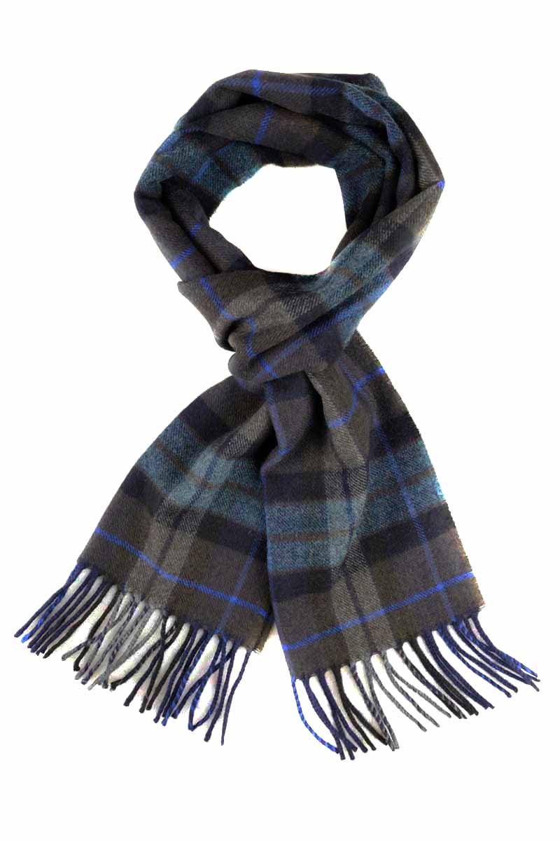 Kuuhi Kaschmirschal Storr Braun und Blau Tartan