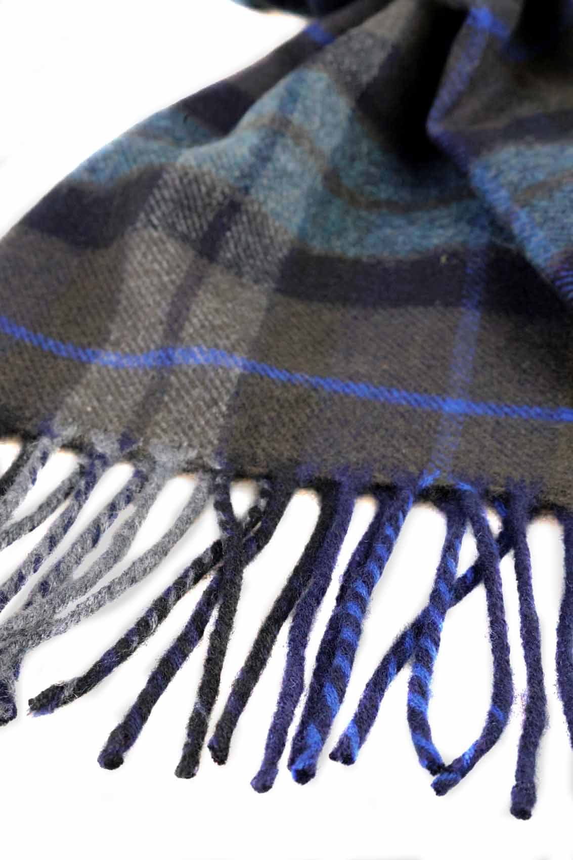 Kuuhi Kaschmirschal Storr Braun und Blau Tartan
