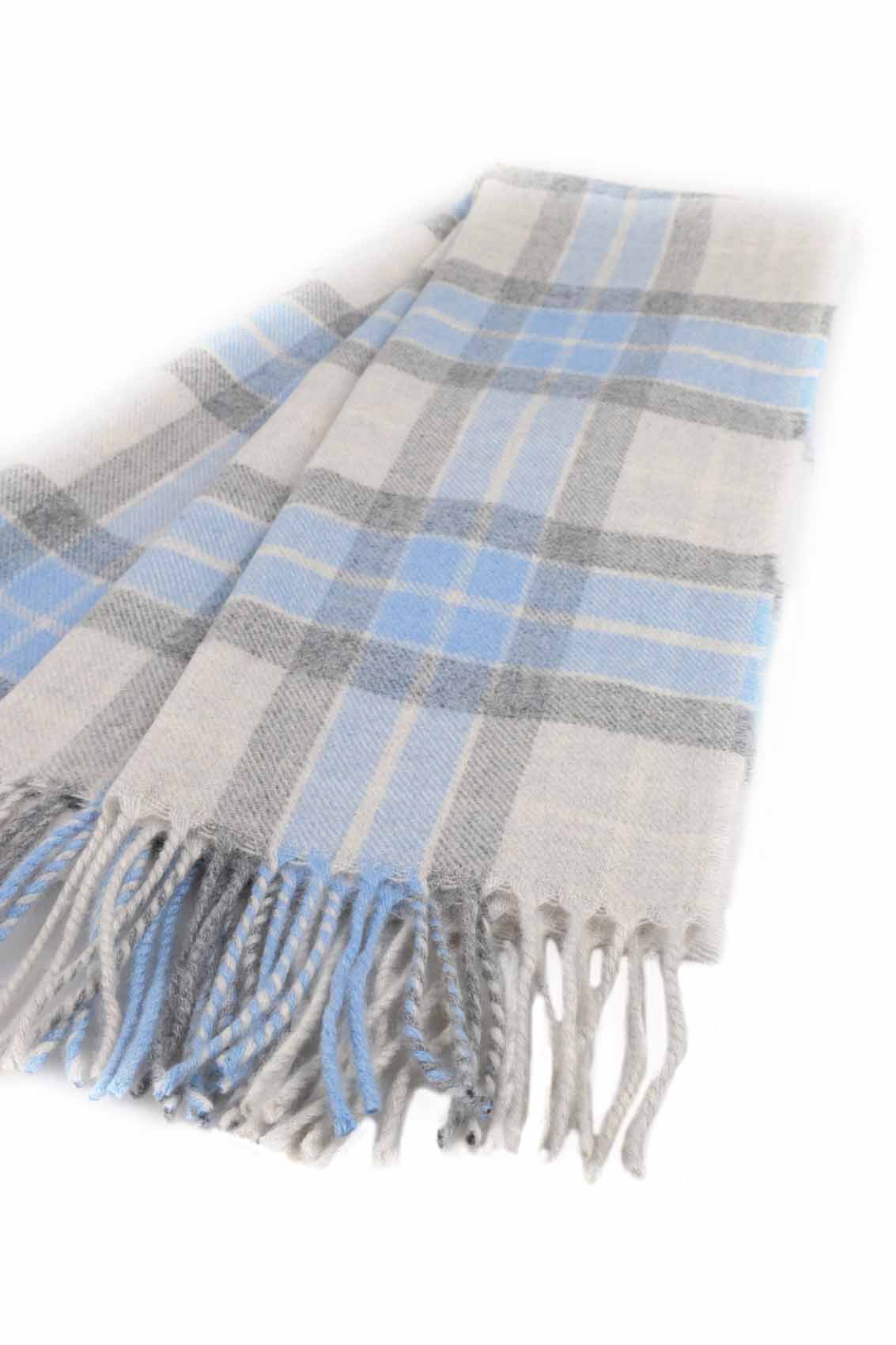 Kuuhi Kaschmirschal Quiraing Blau Weiss Grau Tartan