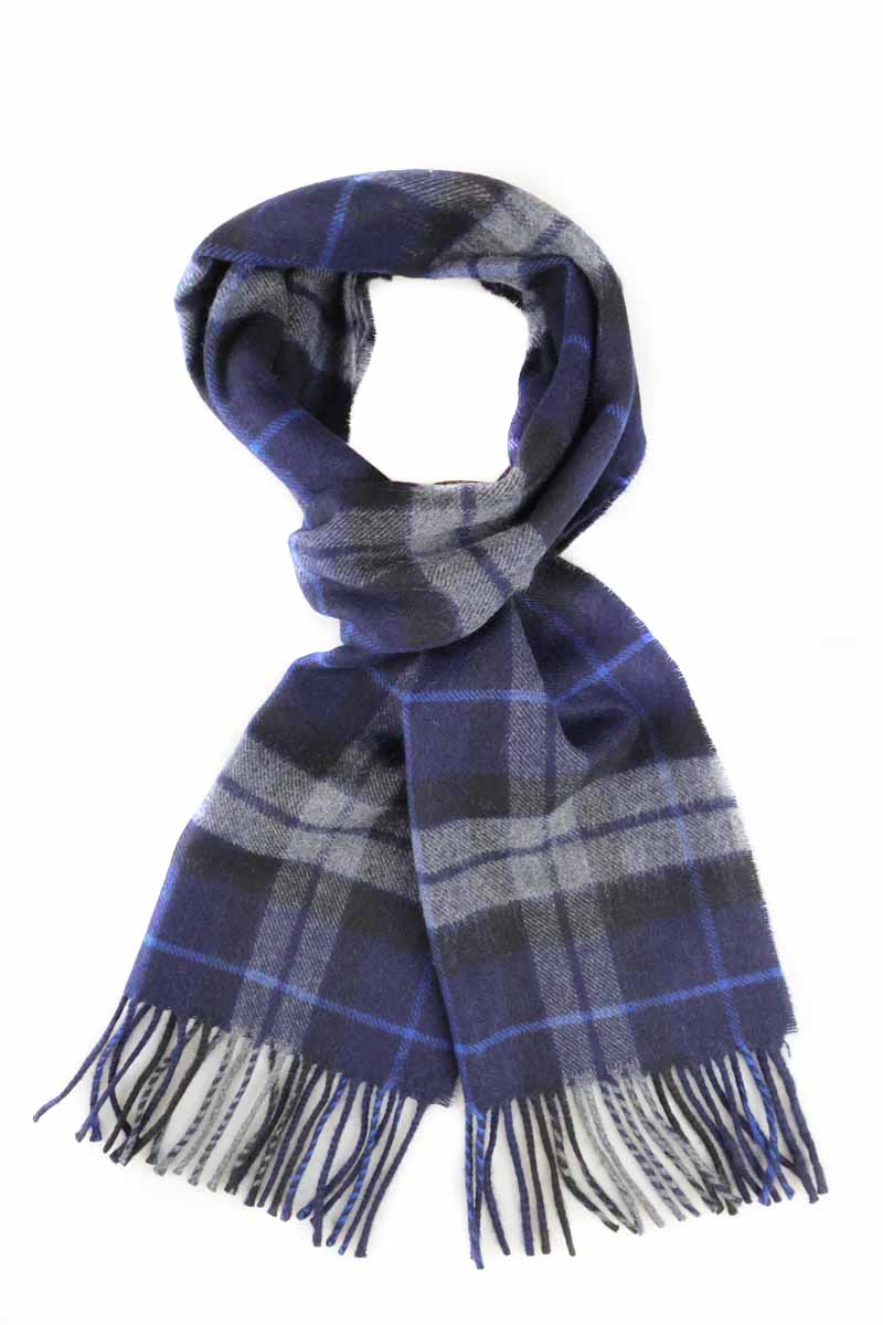 Kuuhi Kaschmirschal Neist Point Blau Weiss Tartan