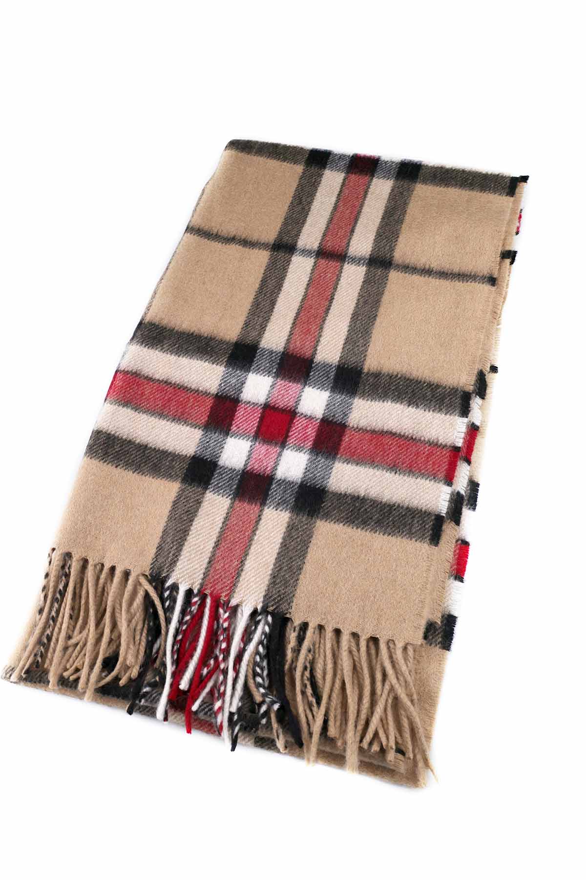 Large Cashmere Scarf | Pink and Grey Check