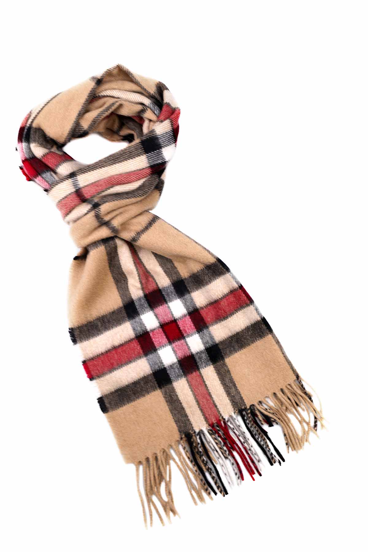 Large Cashmere Scarf | Pink and Grey Check