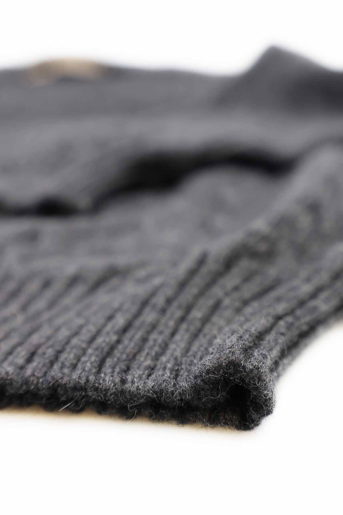 Kinalba Herren Kaschmir Zopfmuster Pullover Dunkelgrau