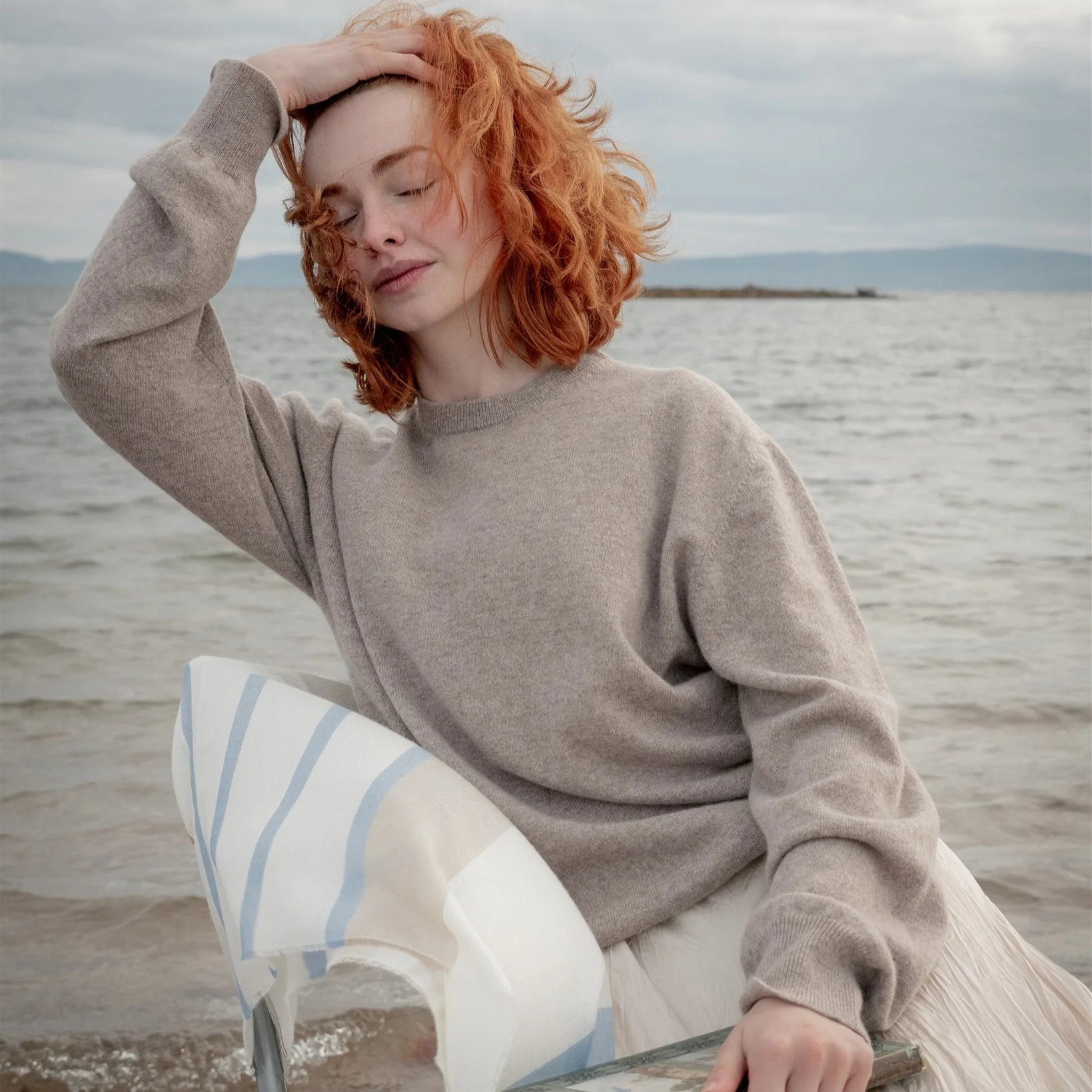 Kinalba Herre Kaschmir Pullover Beige model 