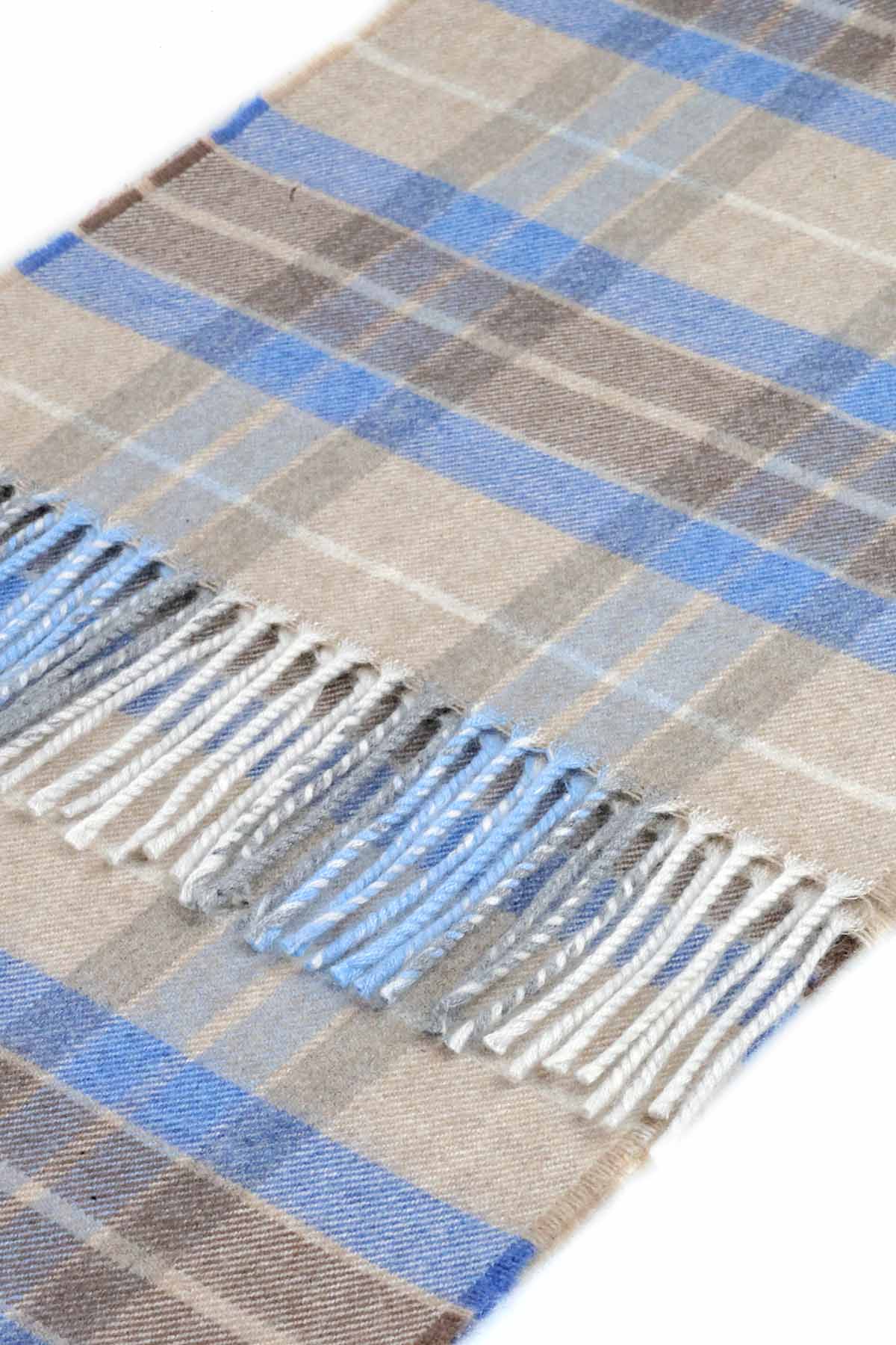Kuuhi Kaschmirschal Fairy Pools Beige Blau Weiss