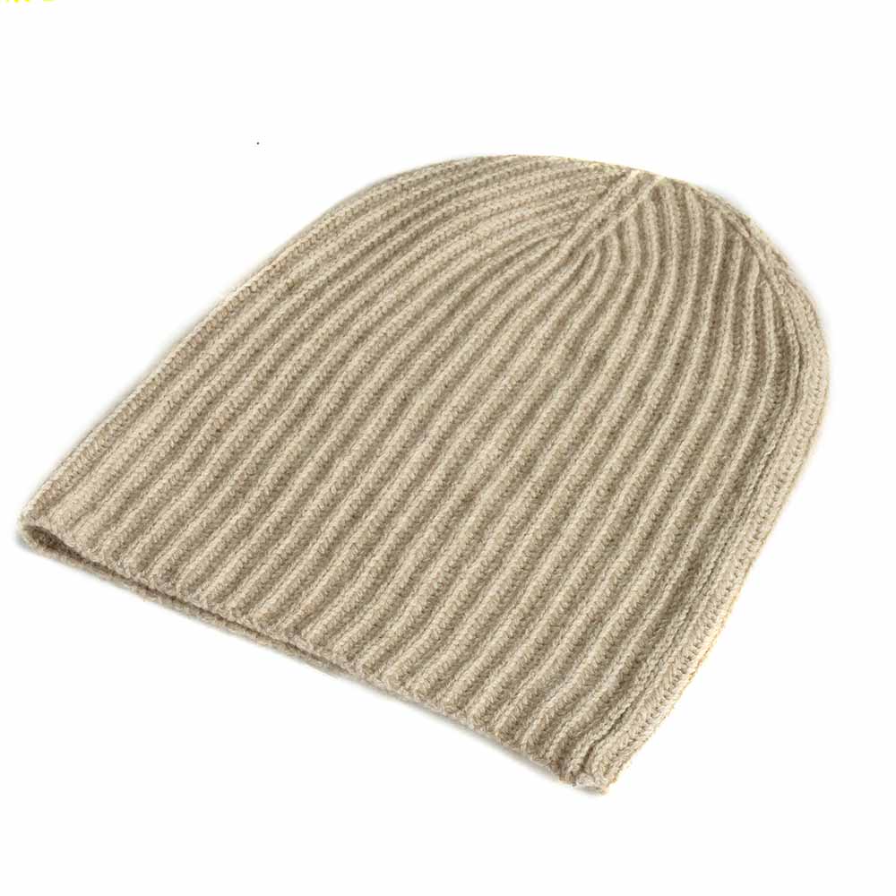 Cashmere Hat Ribbed Beige