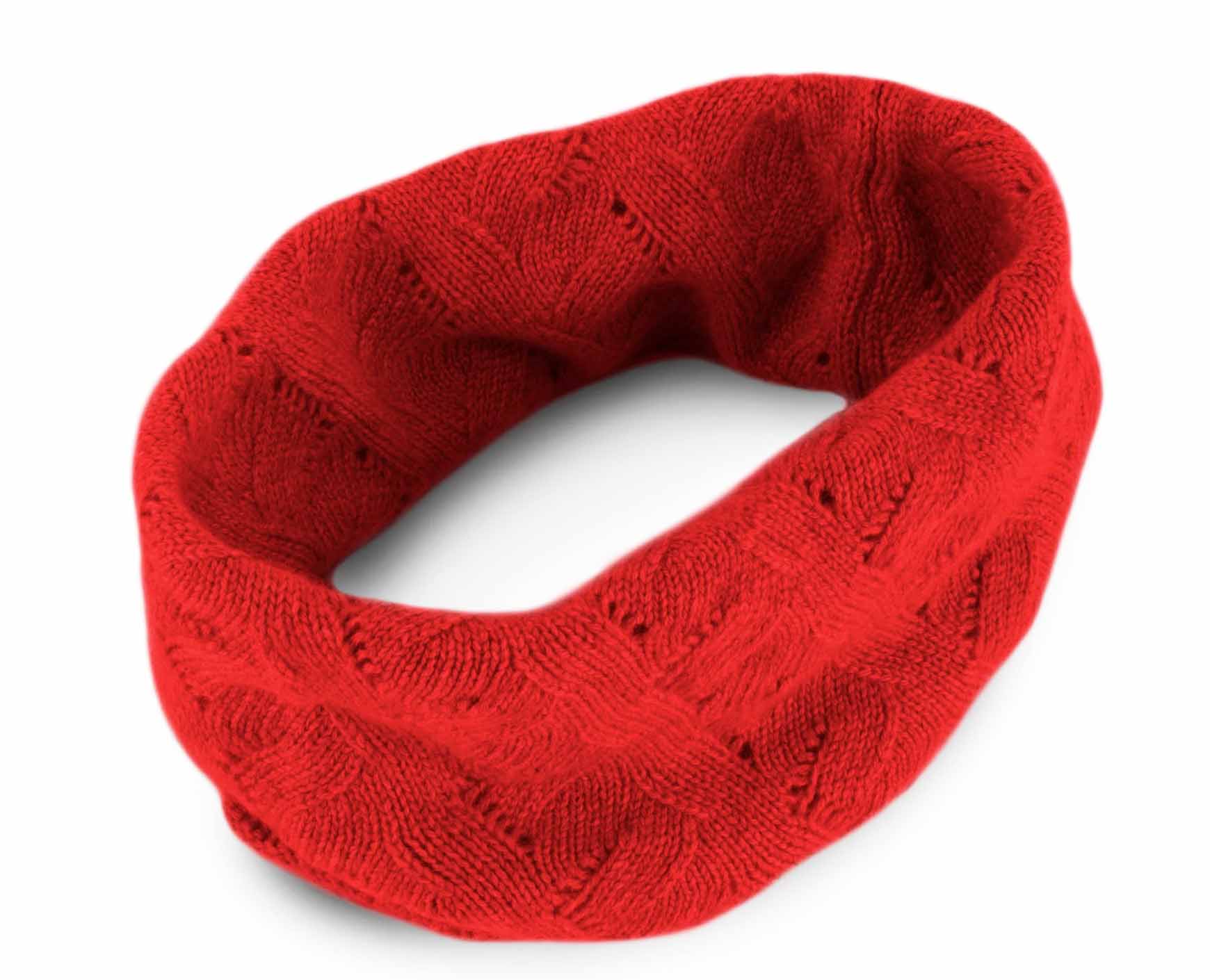 Kaschmir Loop Schal Rot Spitzenkabel