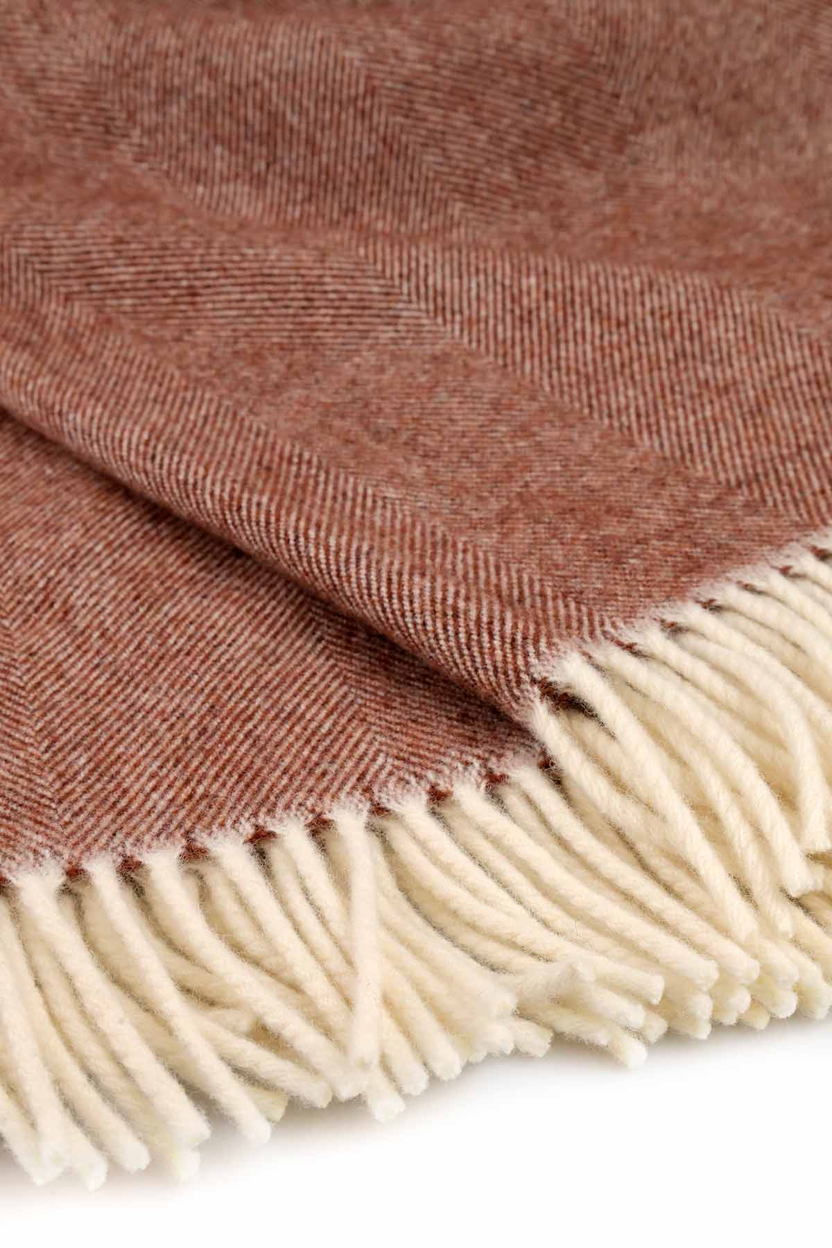 Merino Lammwolle Alba Wolldecke Kastanie