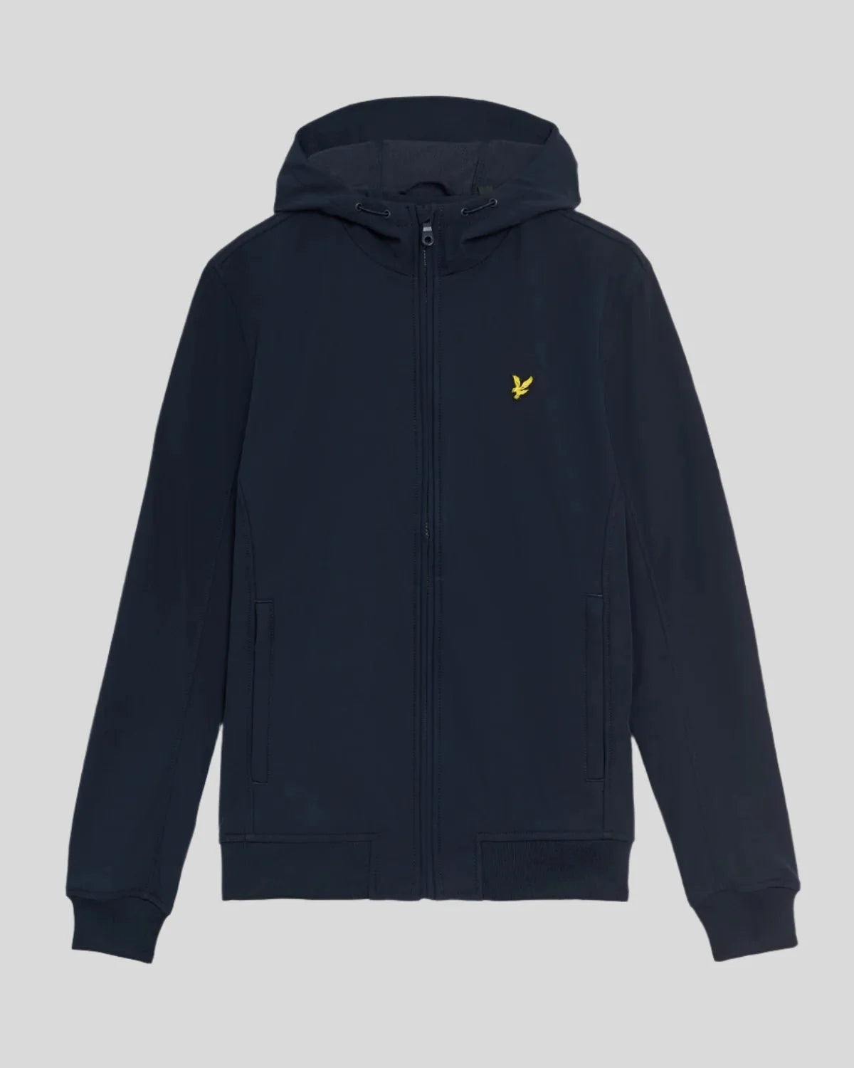 Lyle & Scott Herren Softshelljacke mit Fleecefutter Dark Navy — wasserabweisend, verstellbare Kapuze, goldener Adler