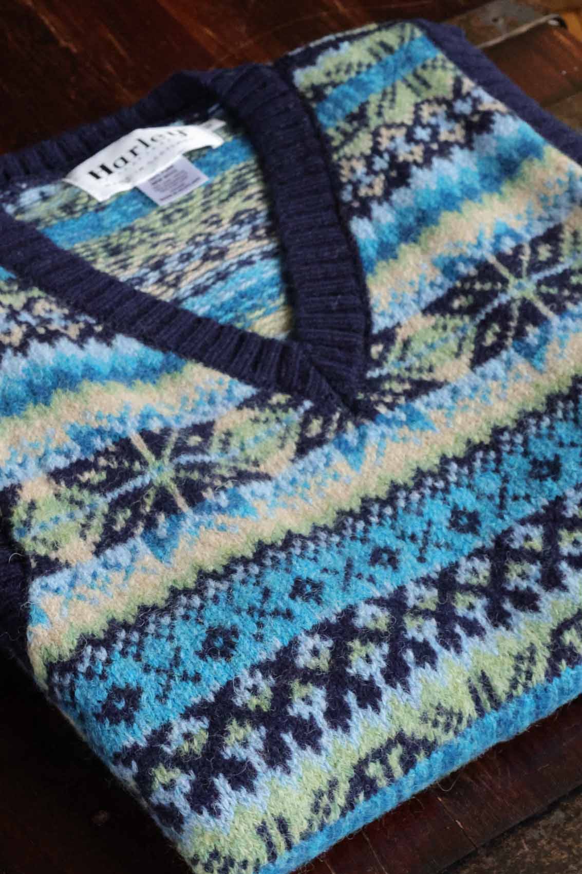 Fair Isle-Pullover Weste Herren | Marine