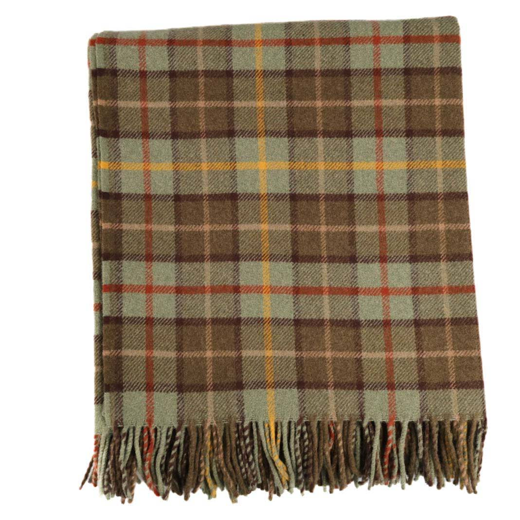 Schottische Wolldecke mit Lavendel Duft Schurwolle  Brown Gruen tartan Gelb und Rot kariert