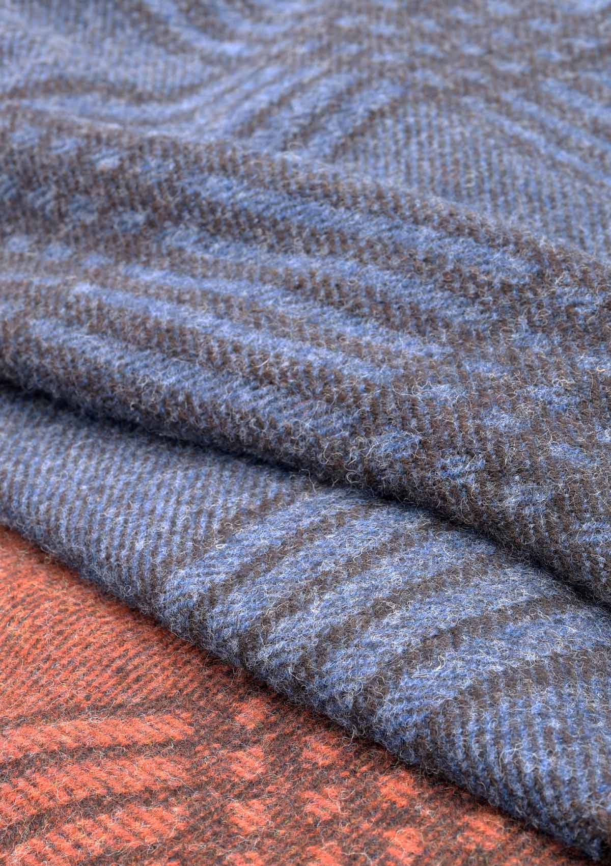 Shetland Wool Blanket Blue and Dark Check