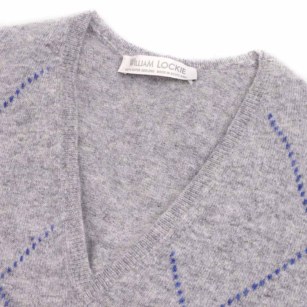 William Lockie Damen Geelong Pullover V-Ausschnitt Scottish Dog Silber