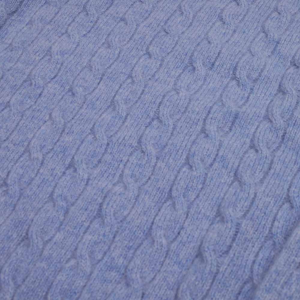 William Lockie Damen Super Geelong Angora Zopfmuster Pullover Baby Blue
