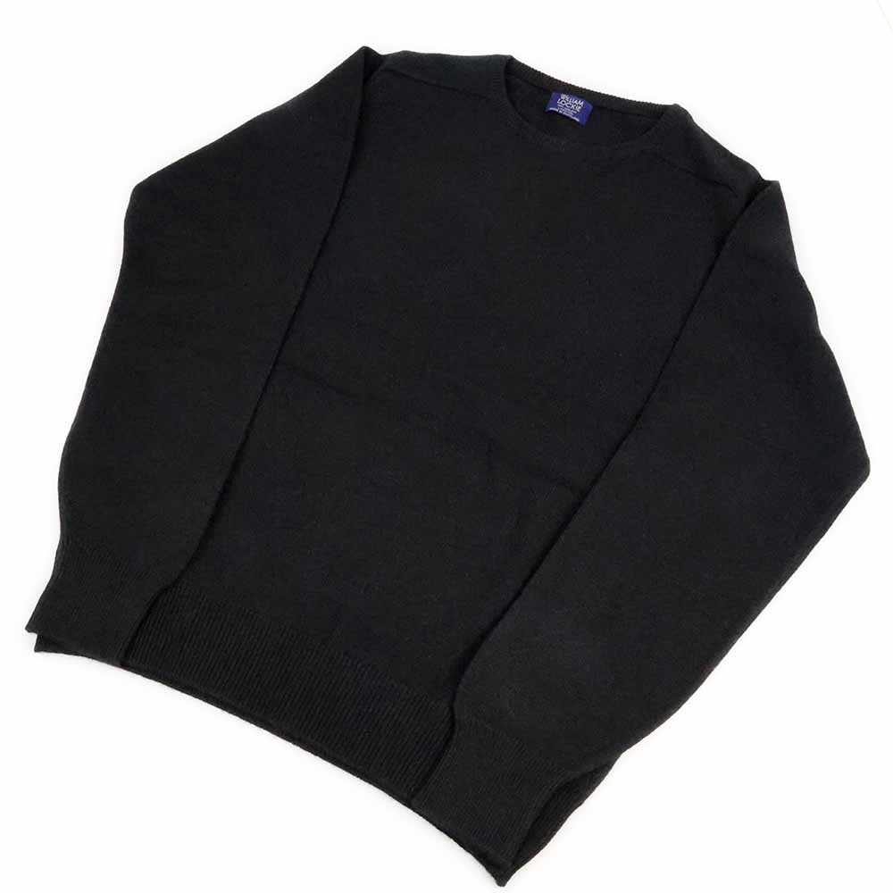 Pull en laine d'agneau Geelong pour homme de la marque William Lockie, couleur noire - Vue d'ensemble