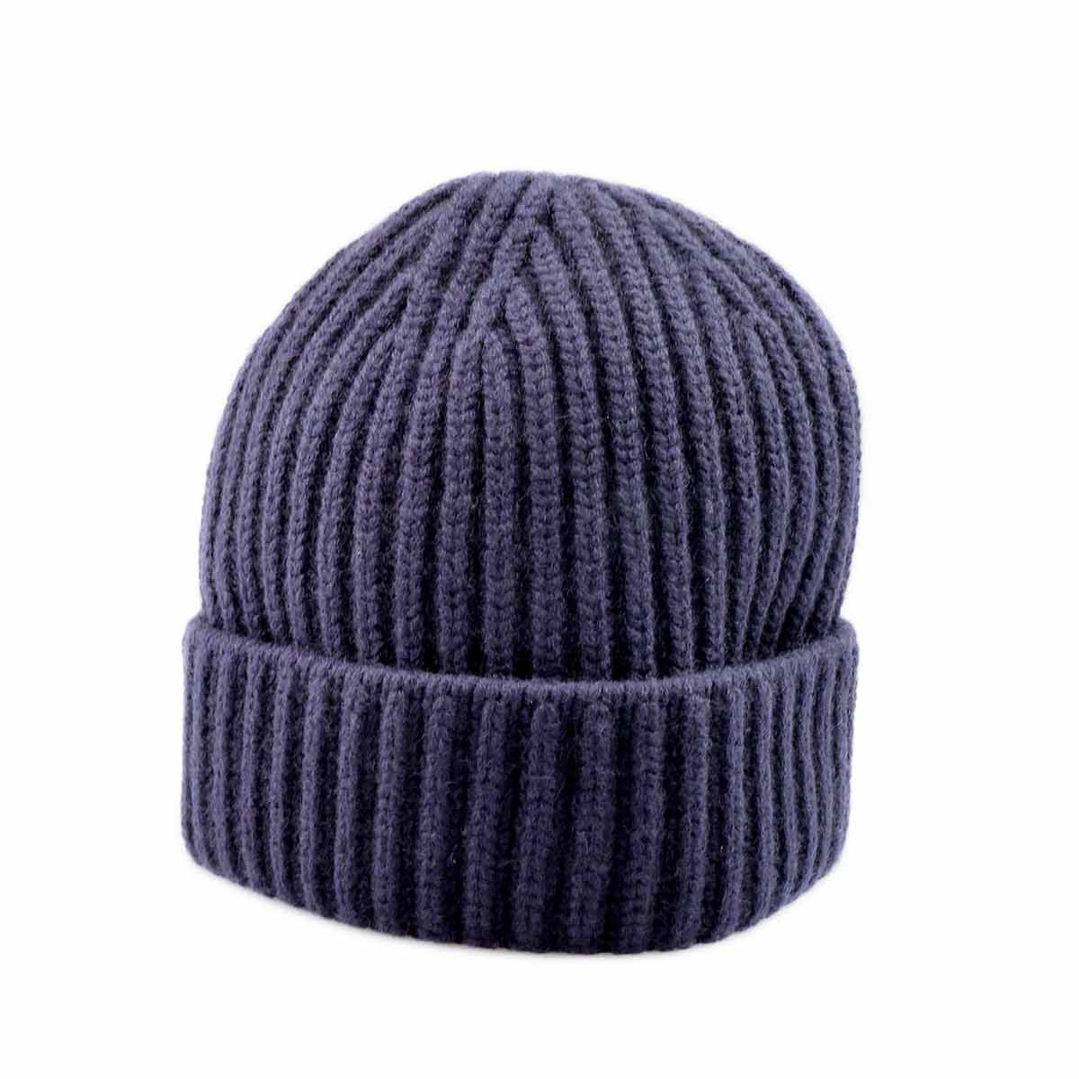 WILLIAM LOCKIE Ribbed Cashmere Beanie Navy WilliamLockieLambswoolSleevele  main image 4