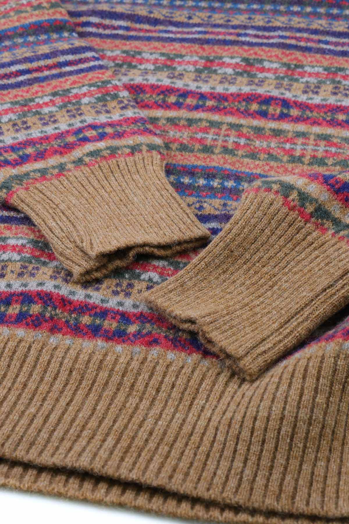 William Lockie Herren Fairisle Pullover Lammwolle Braun