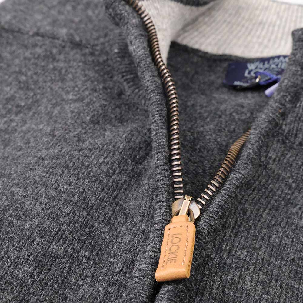 Herren Rollkragenpullover Reißverschluss Grau