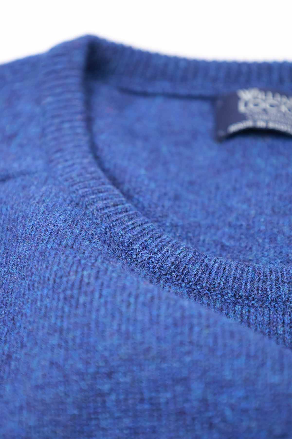 William Lockie Herren Pullover Lammwolle Blau