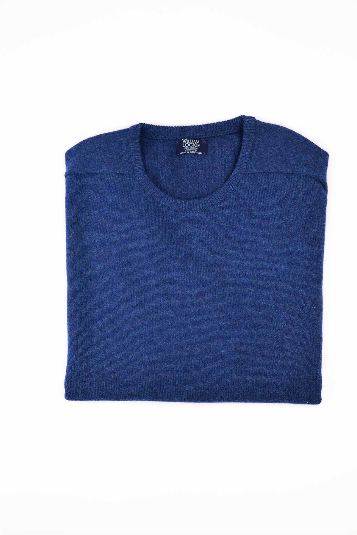 William Lockie Herren Pullover Lammwolle Blau