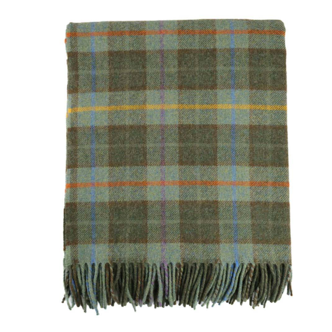 Couverture en laine écossaise parfumée à la lavande, en laine vierge, tartan vert, violet, bleu, jaune et orange