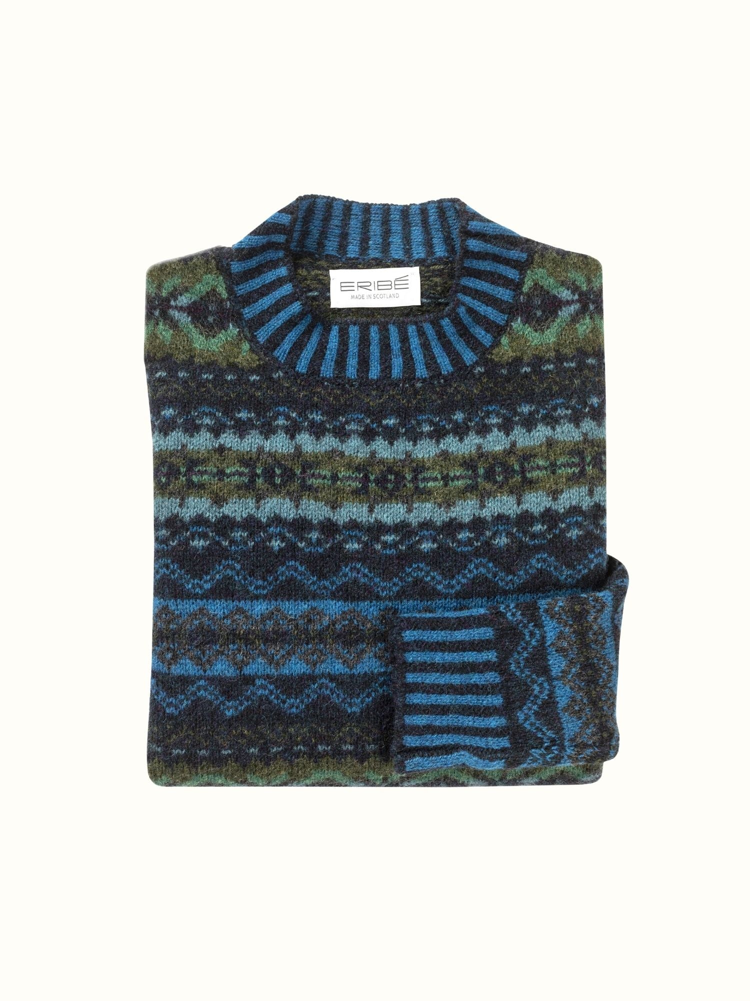 Eribé Brodie Pullover Kingfisher Türkis flach gelegt Vorderansicht