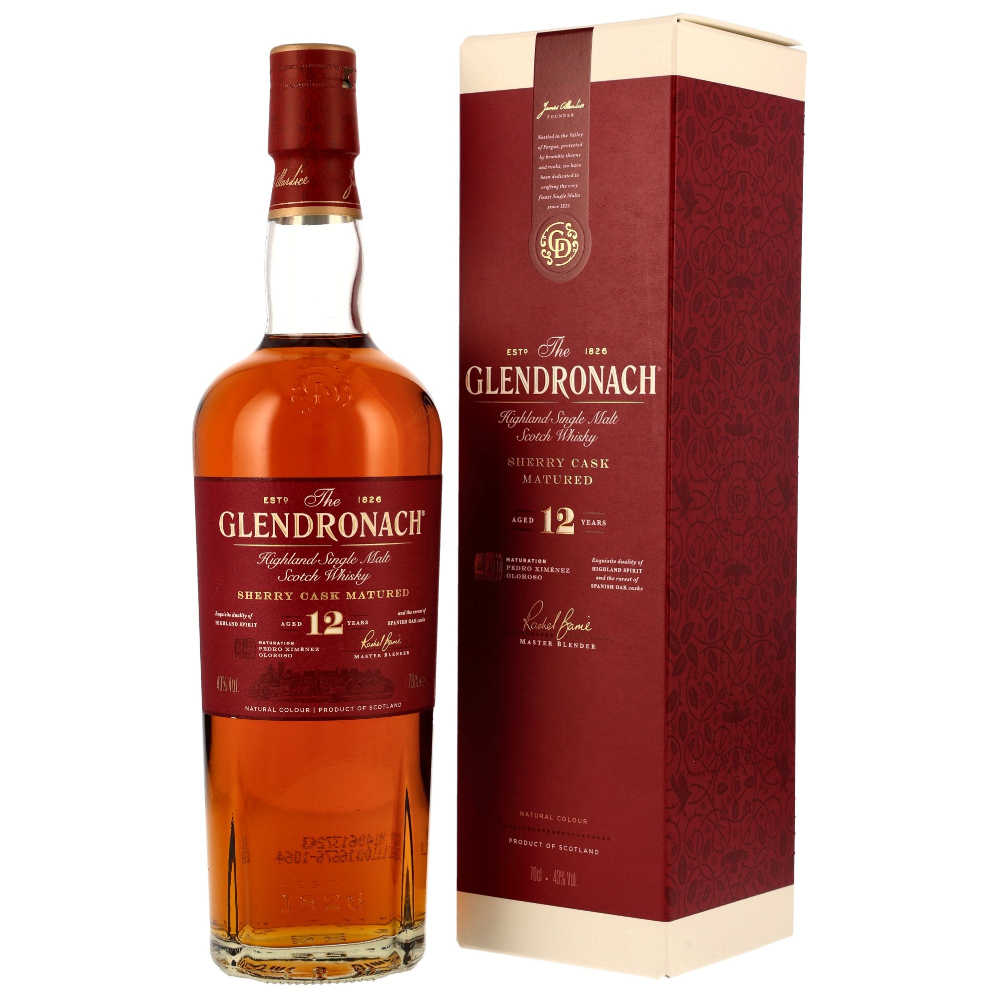 GlenDronach 12 Jahre PX Oloroso Sherry Casks Highland Single Malt — Flasche in Geschenkverpackung, 43% vol., 0,7l, Made in Scotland