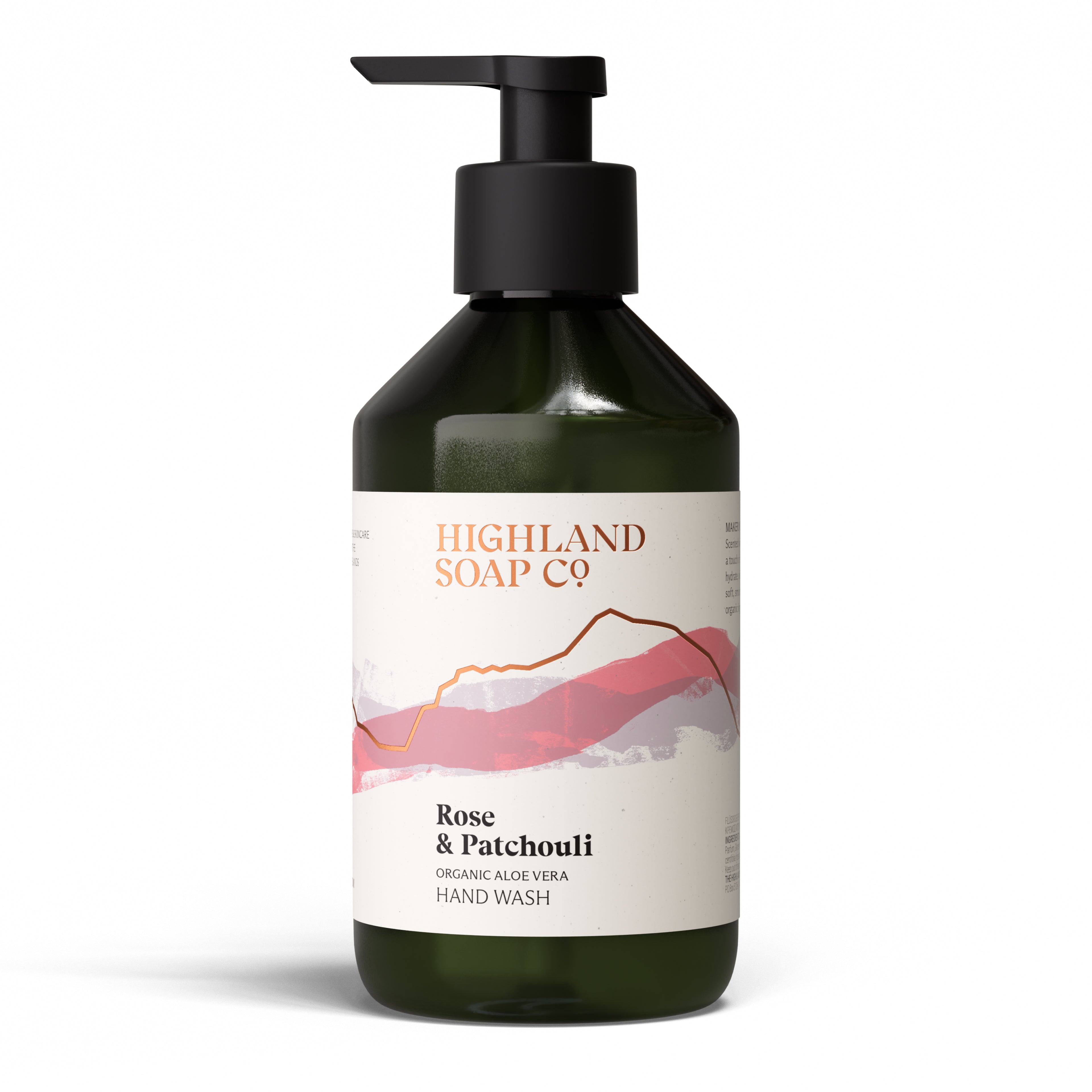 Highland Soap Company Flüssigseife Rose & Patchouli 300ml — Rose und Patchouliöl, 95%+ Bio, Made in Scotland