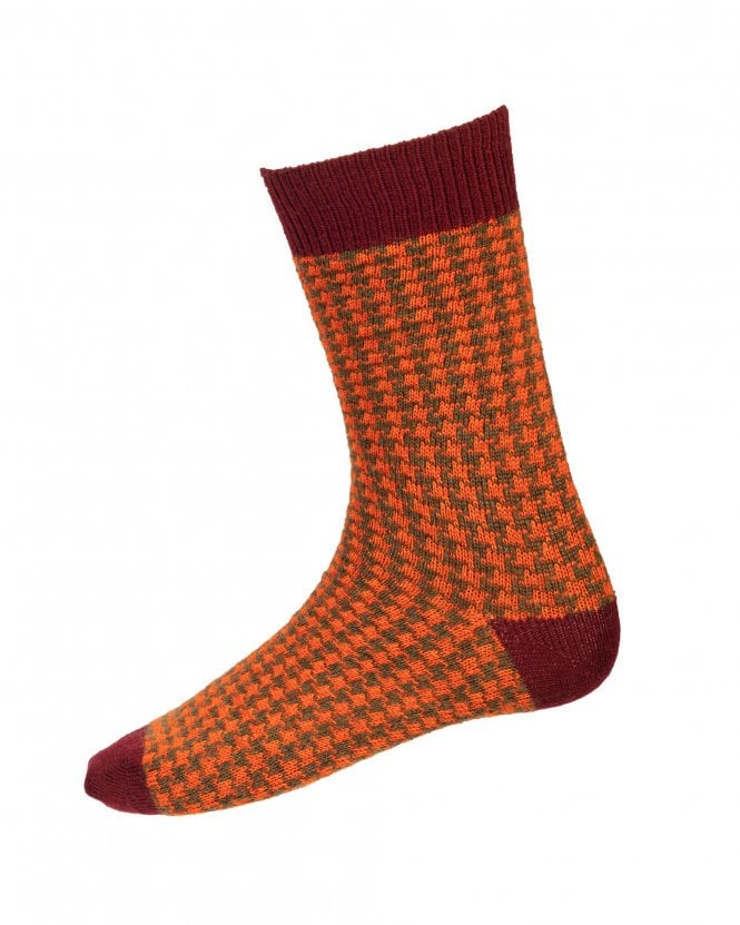 Herren Socken Hahnentritt Orange