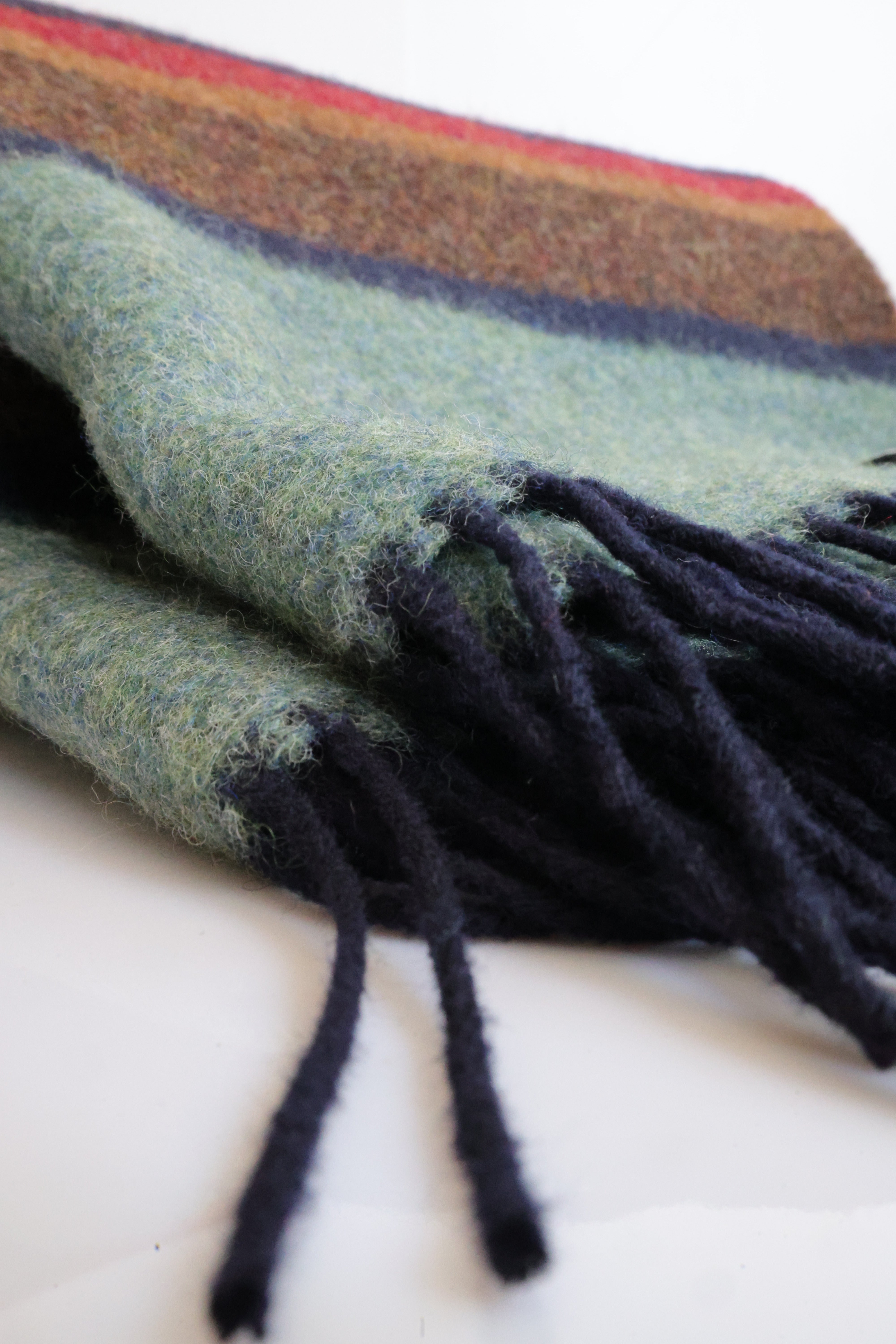 Wool blanket green evening sun