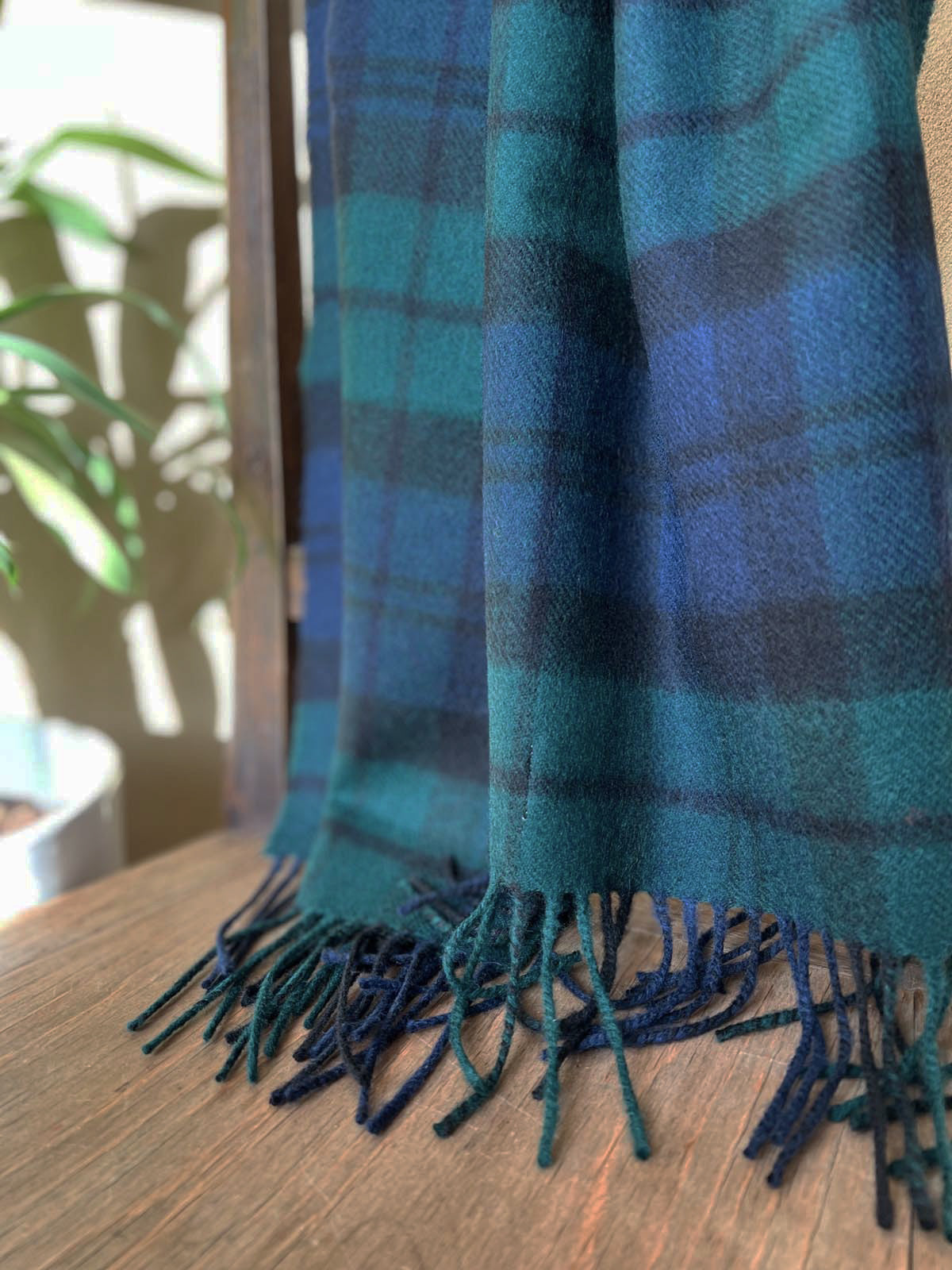 Tartan-Blackwatch-Lammwolle-Schal