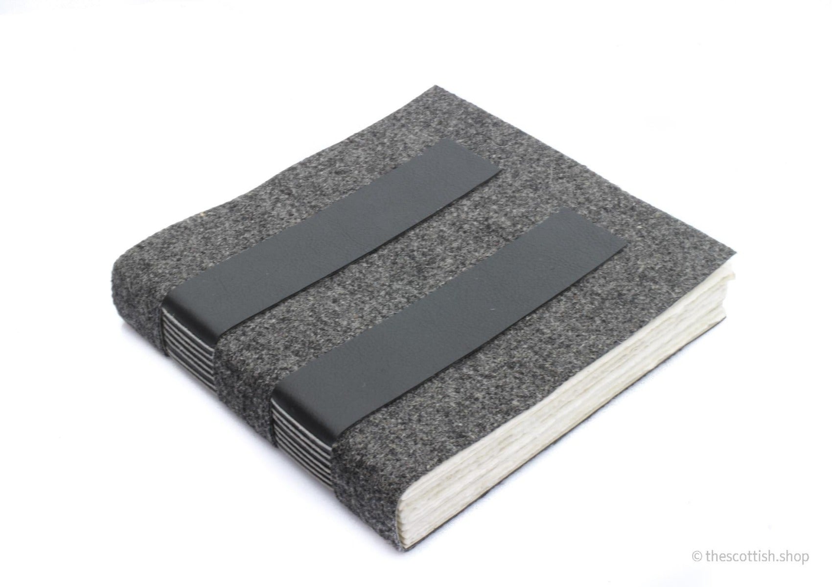 Tweed-Notizbuch-Cross-Stitch-Dunkel-Grau-Handgebunden
