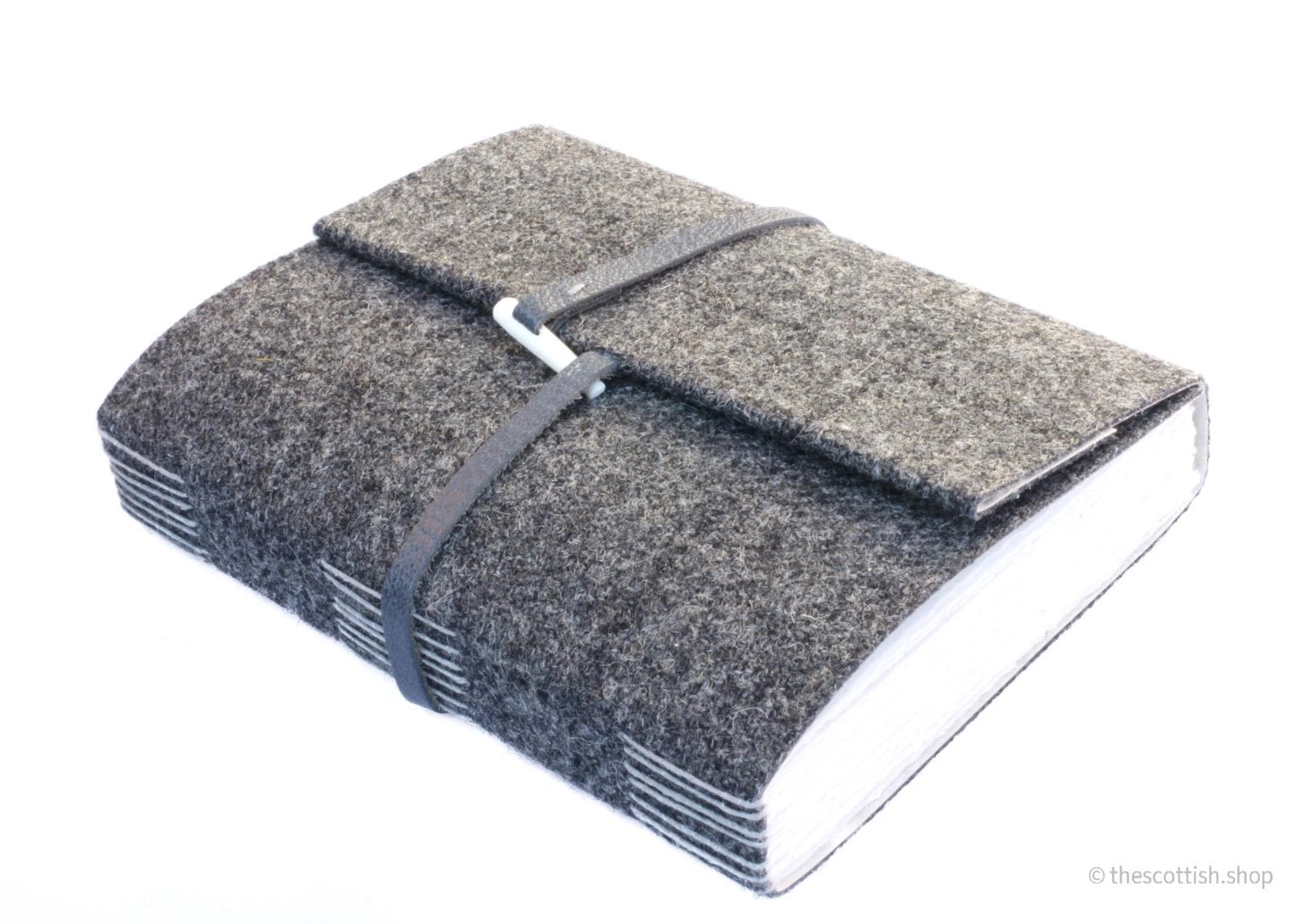 Tweed-Notizbuch-Longstitch-Grau-Handgebunden