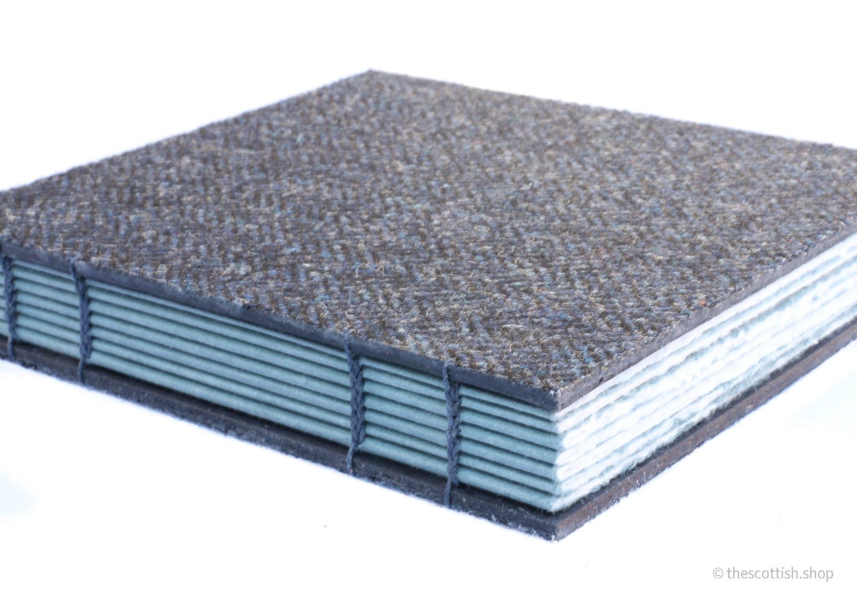 Tweed-Notizbücher-Blau-Coptic-Handgebunden