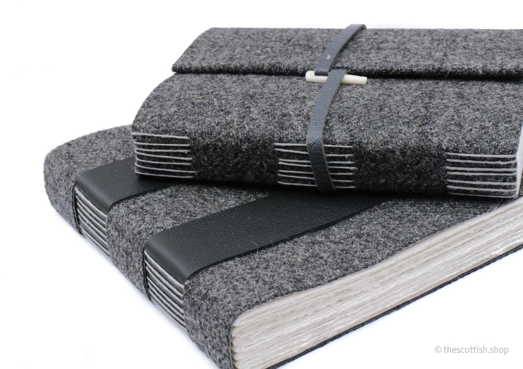 Tweed-Notizbücher-Dunkel-Grau-Handgebunden